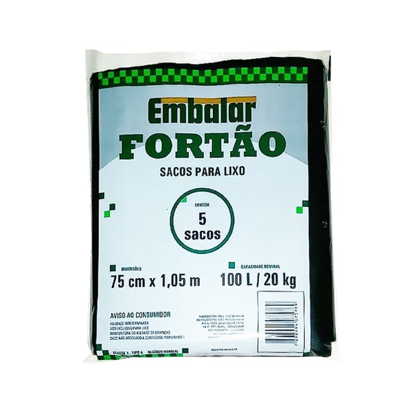 Saco Lixo Fortão 100LT/20KG 75*105 5UN
